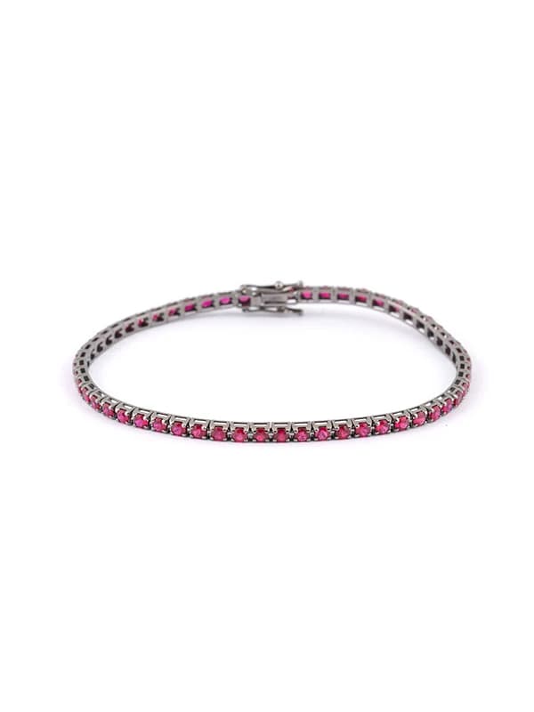 BRACCIALE TENNIS IN ORO BIANCO BRUNITO 18KT CON RUBINI