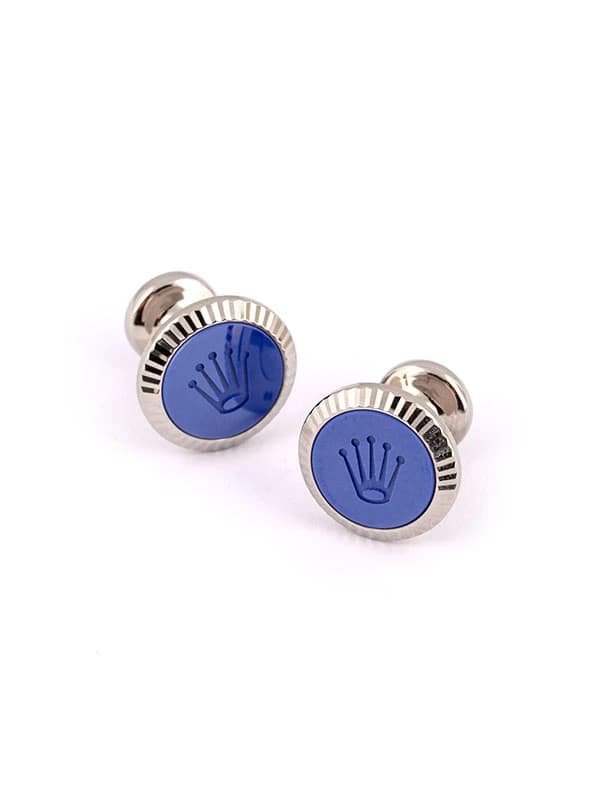 GEMELLI ROLEX ZIGRINATURA IN ORO BIANCO 18KT E CERACHROM BLUE REF. A1039BLUE