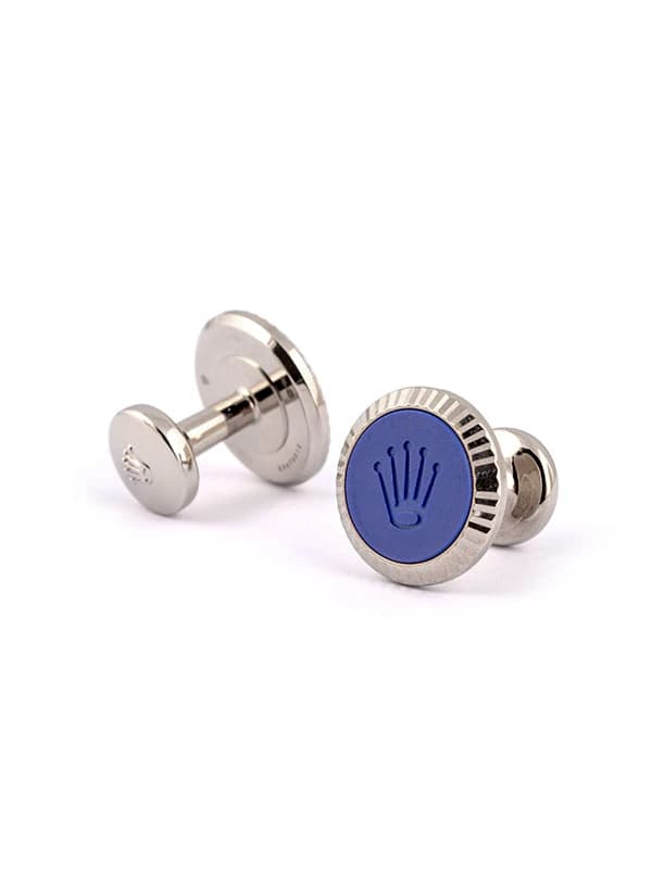 GEMELLI ROLEX ZIGRINATURA IN ORO BIANCO 18KT E CERACHROM BLUE REF. A1039BLUE