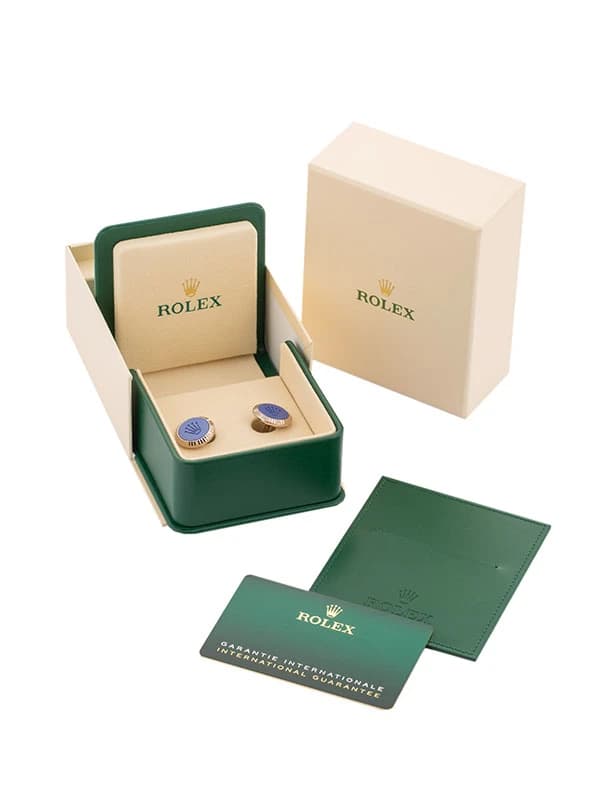 GEMELLI ROLEX ZIGRINATURA IN ORO BIANCO 18KT E CERACHROM BLUE REF. A1039BLUE
