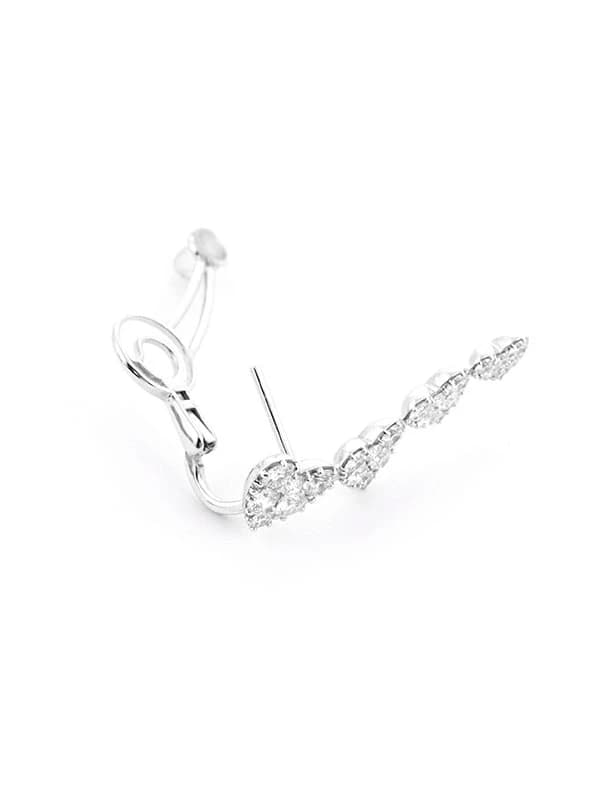 ORECCHINI EARCUFF IN ORO BIANCO 18KT CUORI CON DIAMANTI