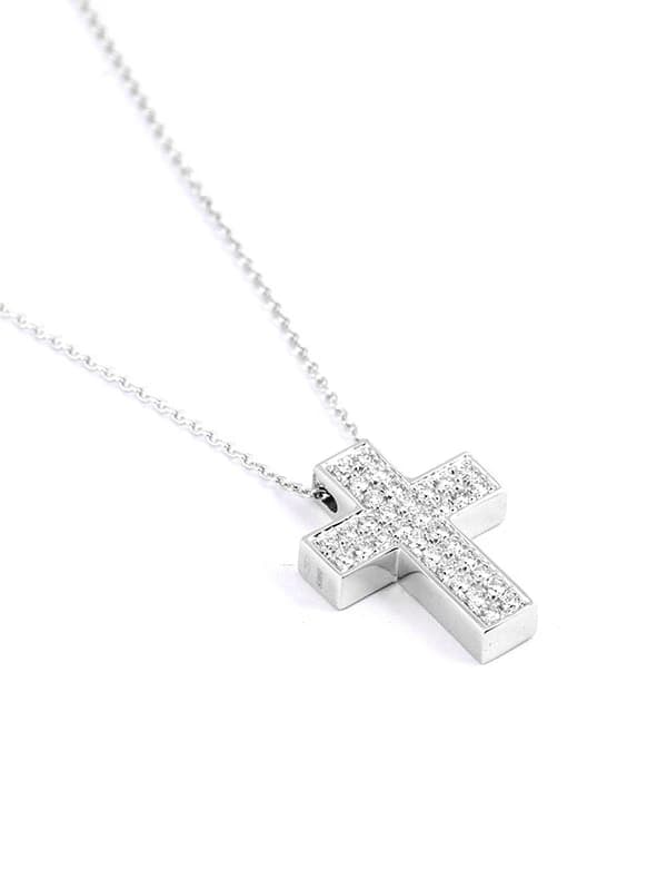 GIROCOLLO IN ORO BIANCO 18KT CROCE DI DIAMANTI