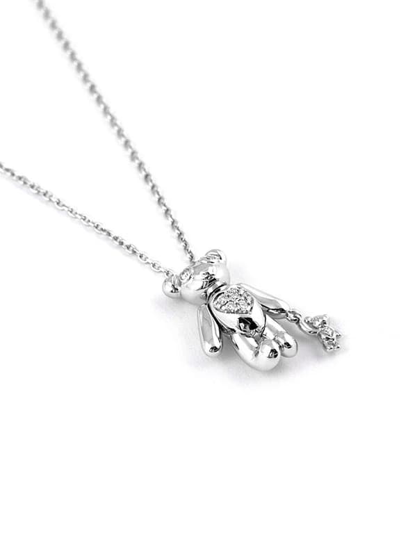 GIROCOLLO IN ORO BIANCO 18KT CON ORSETTO E DIAMANTI BIANCHI