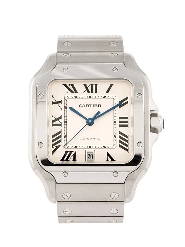 CARTIER SANTOS DE CARTIER MODELLO GRANDE ARGENTATO IN ACCIAIO REF. WSSA0018