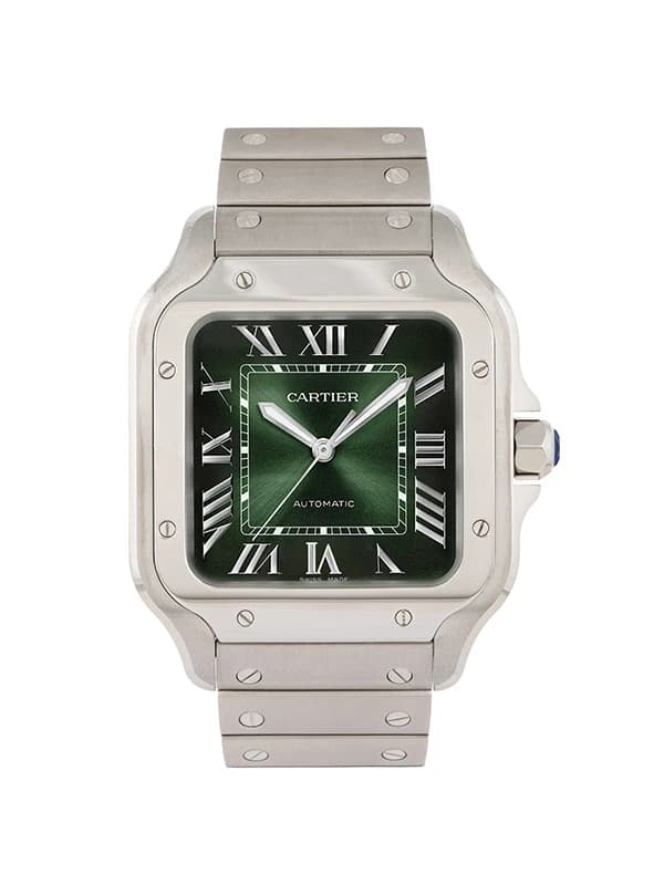 CARTIER SANTOS DE CARTIER MODELLO MEDIO VERDE IN ACCIAIO REF. WSSA0061