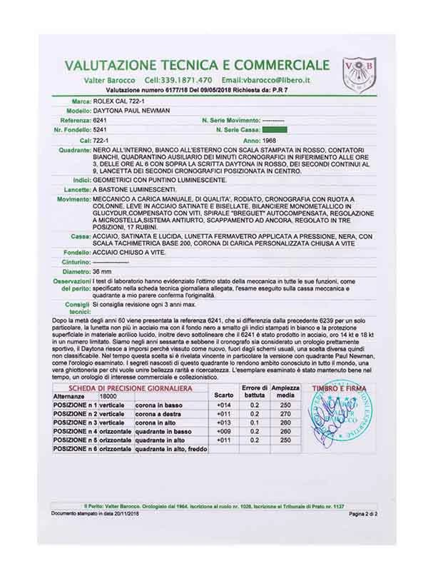 ROLEX DAYTONA PAUL NEWMAN CON PERIZIA 36MM IN ACCIAIO REF. 6241