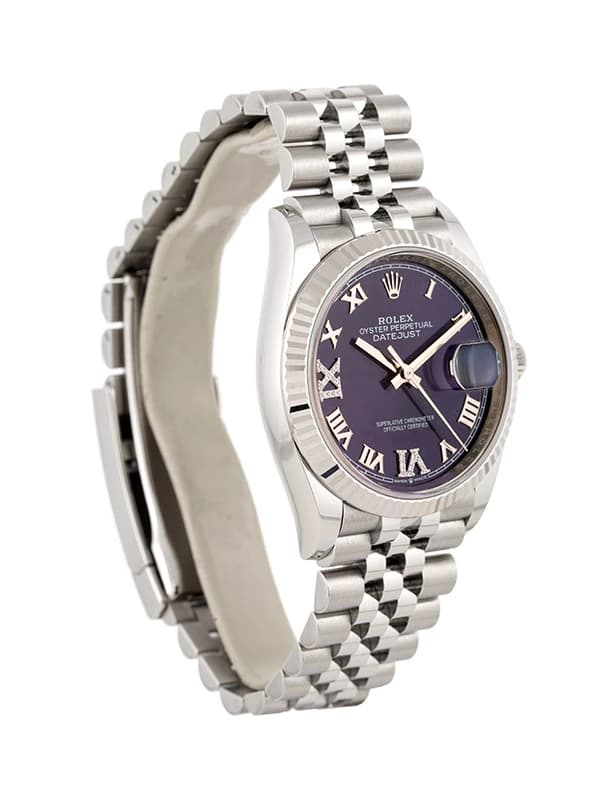 ROLEX DATEJUST AUBERGINE 36MM IN ACCIAIO E DIAMANTI REF. 126234