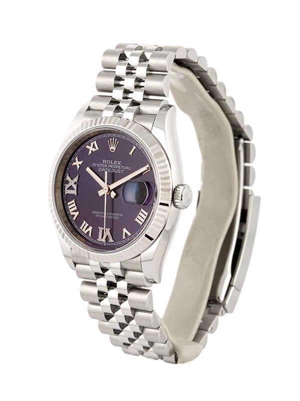 ROLEX DATEJUST AUBERGINE 36MM IN ACCIAIO E DIAMANTI REF. 126234