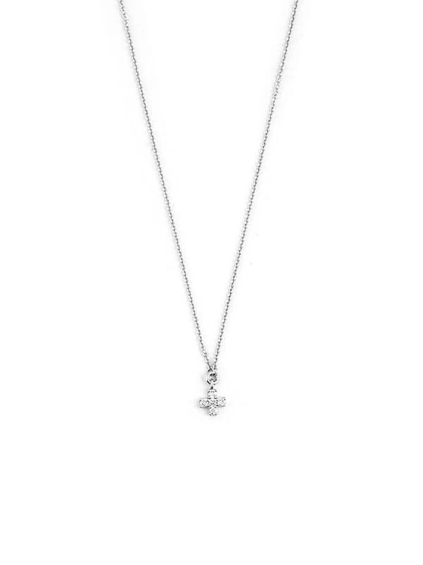 GIROCOLLO IN ORO BIANCO 18KT CROCE CON DIAMANTI