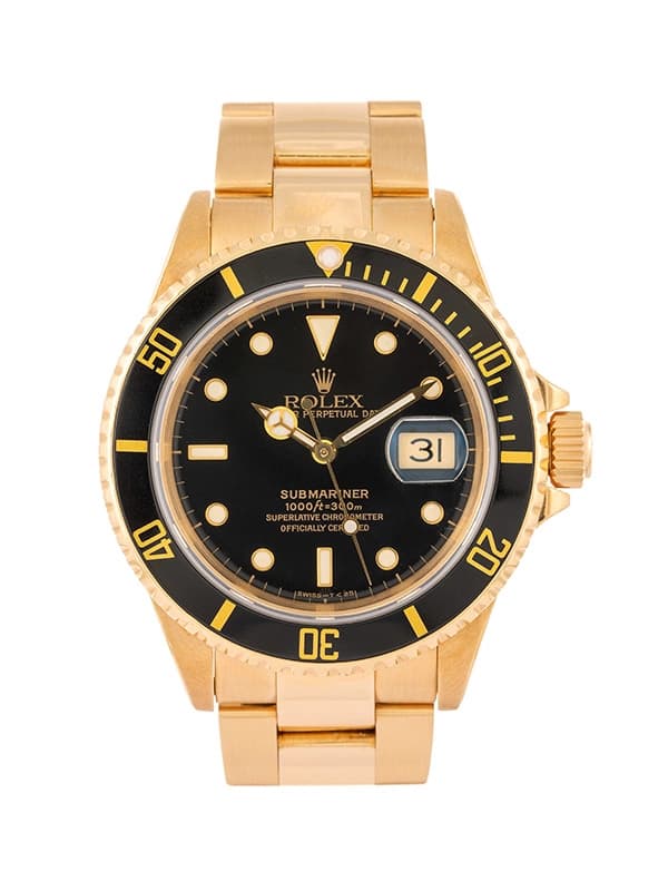 ROLEX SUBMARINER DATE CON SERVICE 40MM IN ORO GIALLO 18KT REF. 16618