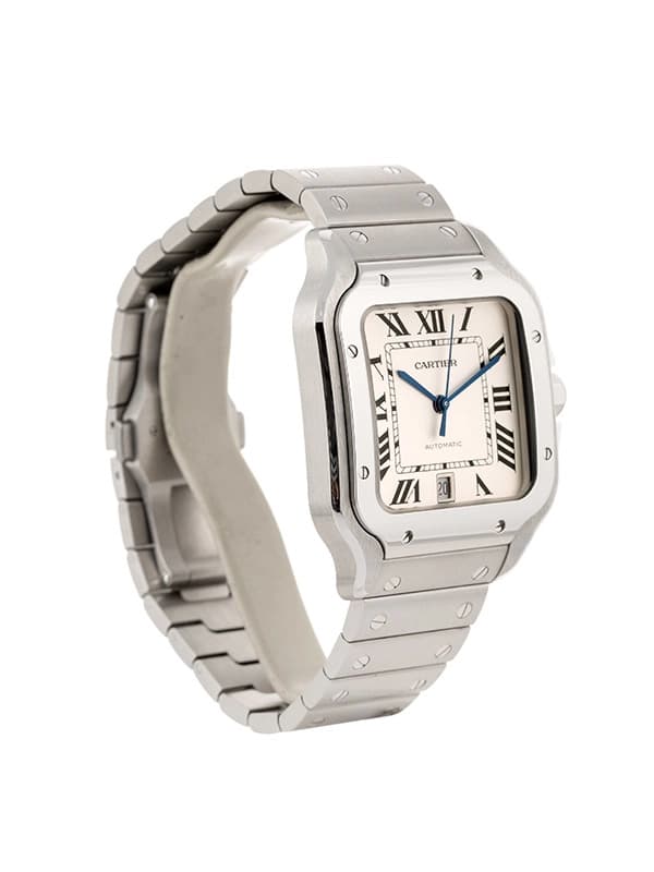 CARTIER SANTOS DE CARTIER MODELLO GRANDE ARGENTATO IN ACCIAIO REF. WSSA0018