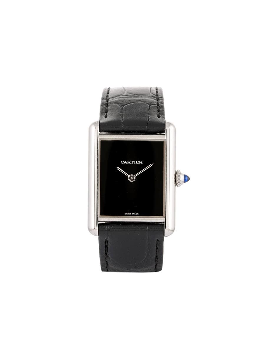 CARTIER TANK MUST MODELLO GRANDE BLACK DIAL IN ACCIAIO REF. WSTA0072