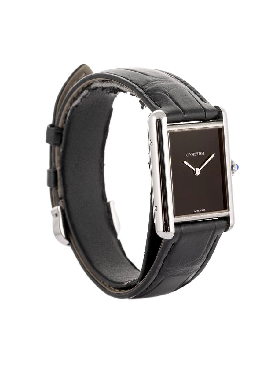 CARTIER TANK MUST MODELLO GRANDE BLACK DIAL IN ACCIAIO REF. WSTA0072
