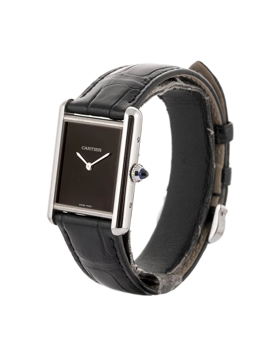CARTIER TANK MUST MODELLO GRANDE BLACK DIAL IN ACCIAIO REF. WSTA0072