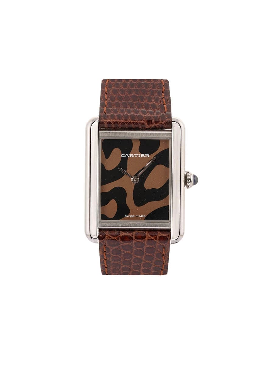 CARTIER TANK SOLO PANTHERE LEOPARD DIAL IN ACCIAIO REF. 3170