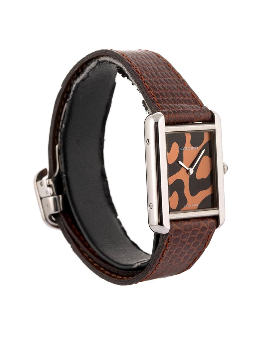 CARTIER TANK SOLO PANTHERE LEOPARD DIAL IN ACCIAIO REF. 3170