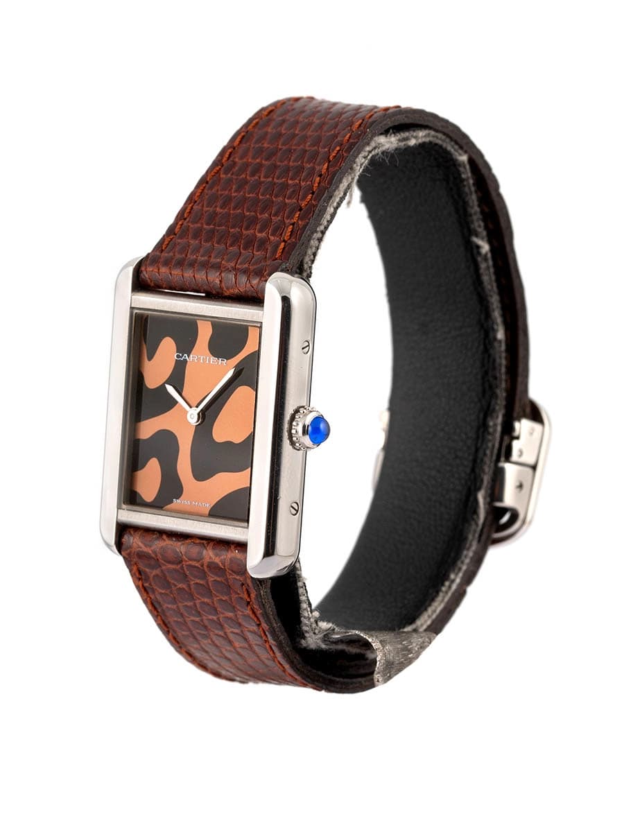 CARTIER TANK SOLO PANTHERE LEOPARD DIAL IN ACCIAIO REF. 3170