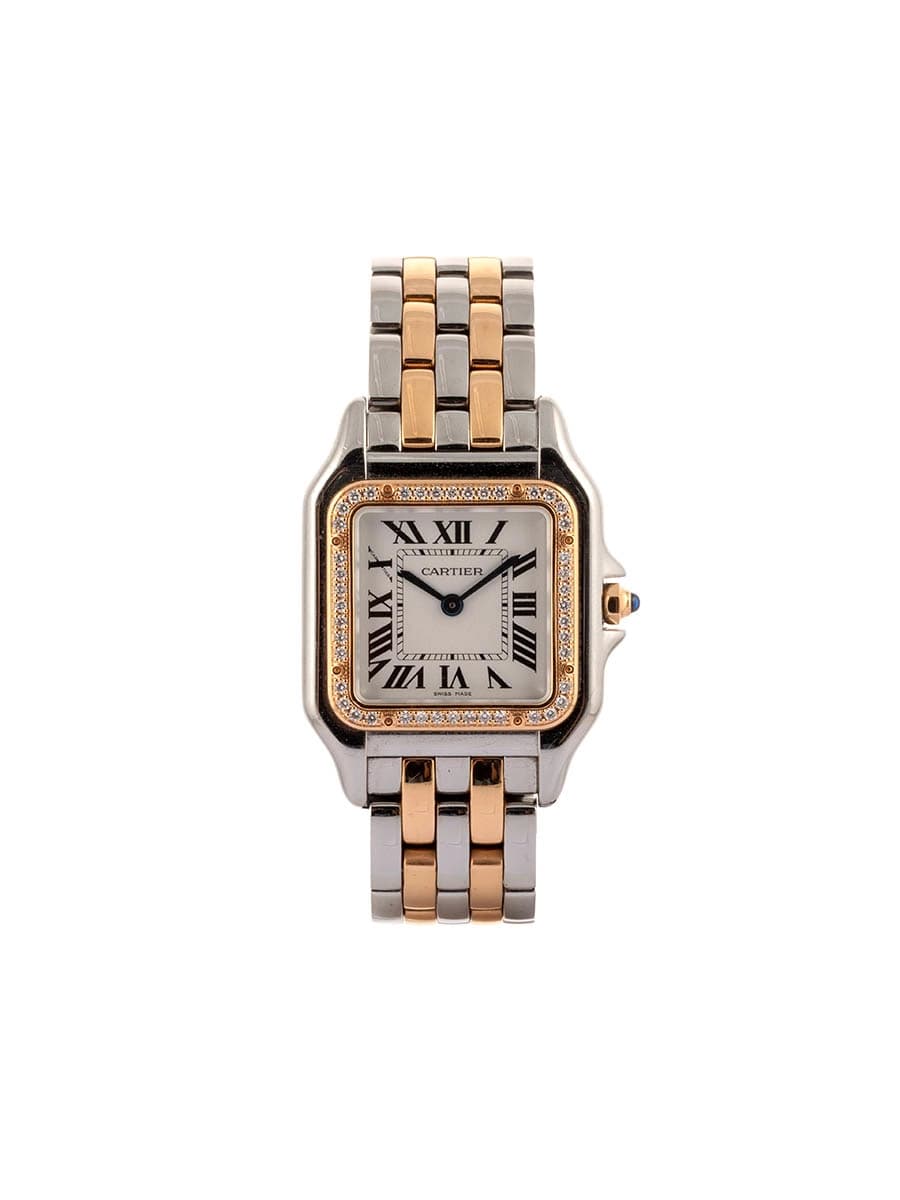 CARTIER PANTHERE MODELLO MEDIO IN ACCIAIO E ORO ROSA 18KT CON DIAMANTI REF. WSPN0010