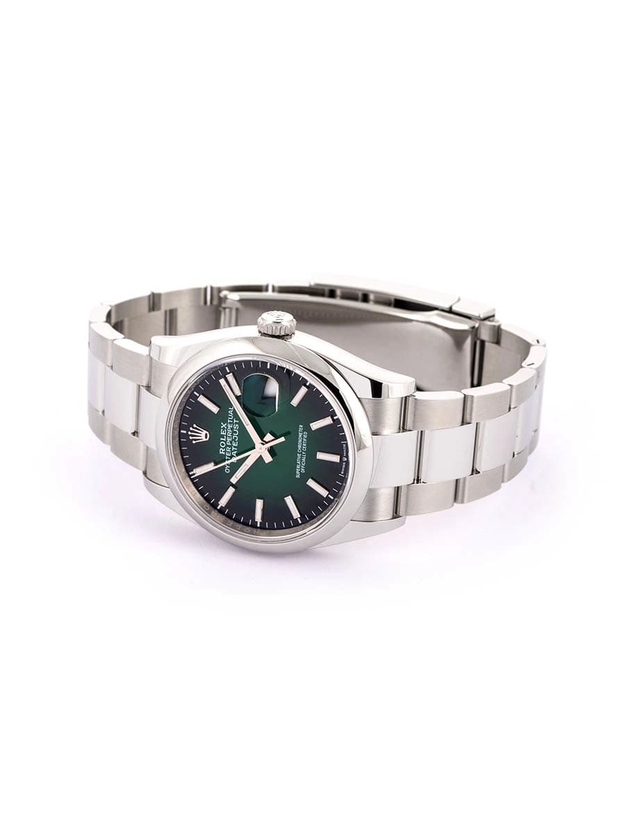 ROLEX DATEJUST VERDE OMBRE 36MM IN ACCIAIO REF. 126200