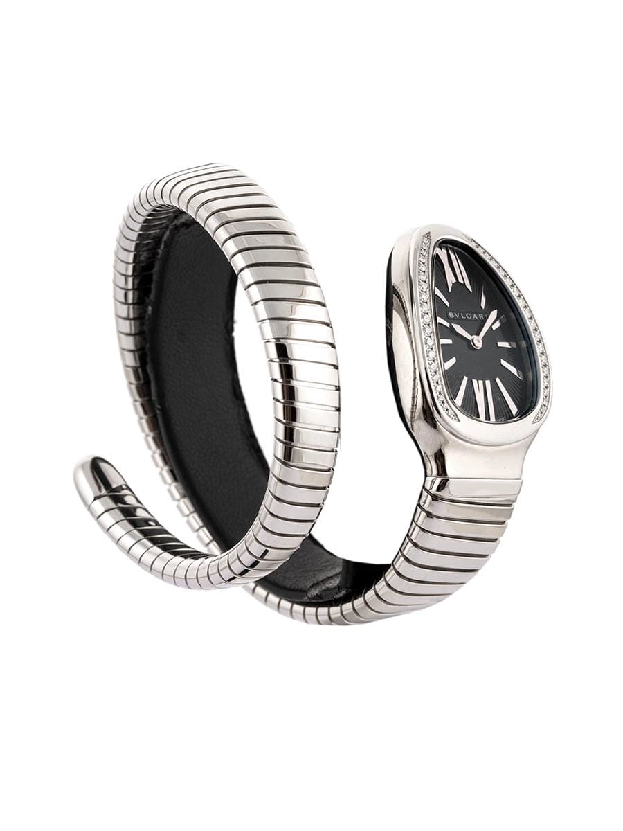 BULGARI SERPENTI TUBOGAS 35MM IN ACCIAIO E DIAMANTI REF. 103434