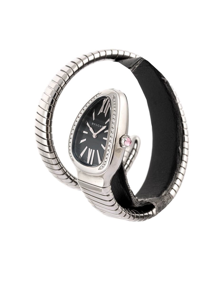 BULGARI SERPENTI TUBOGAS 35MM IN ACCIAIO E DIAMANTI REF. 103434