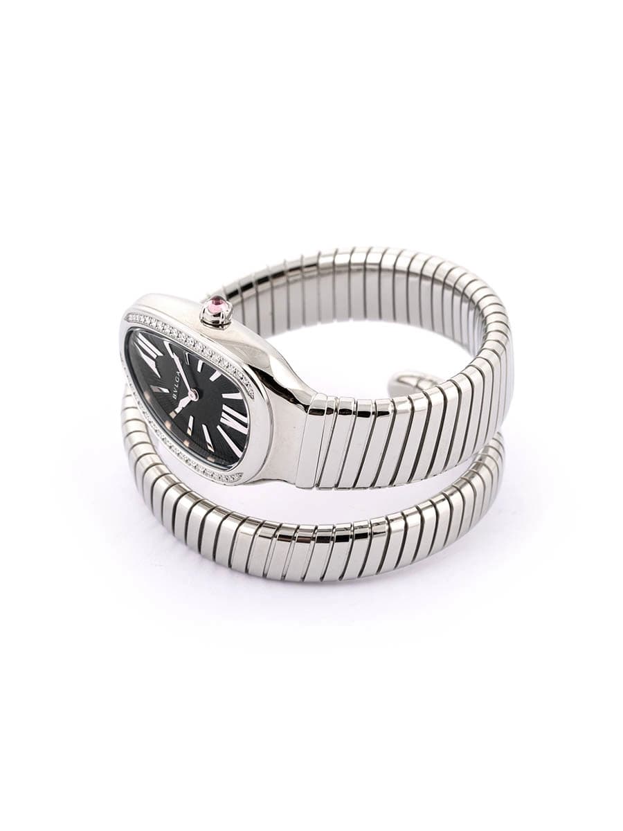 BULGARI SERPENTI TUBOGAS 35MM IN ACCIAIO E DIAMANTI REF. 103434