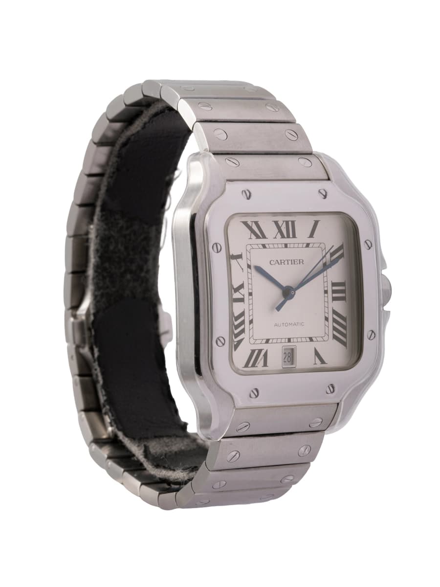 CARTIER SANTOS DE CARTIER MODELLO GRANDE ARGENTATO IN ACCIAIO REF. WSSA0018