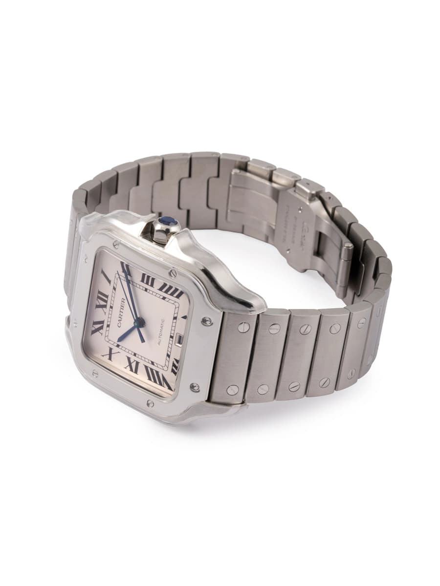 CARTIER SANTOS DE CARTIER MODELLO GRANDE ARGENTATO IN ACCIAIO REF. WSSA0018