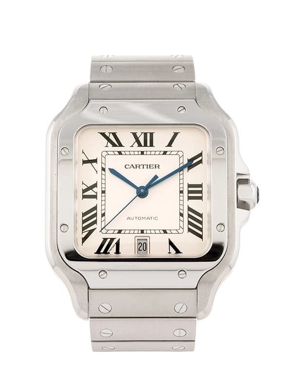 CARTIER SANTOS DE CARTIER MODELLO GRANDE ARGENTATO IN ACCIAIO REF. WSSA0018