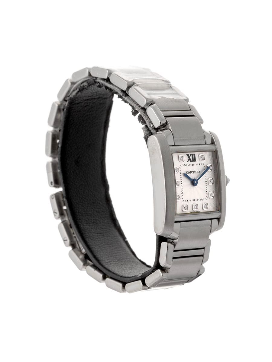 CARTIER TANK FRANCAISE MODELLO PICCOLO IN ACCIAIO CON DIAMANTI REF. 3217