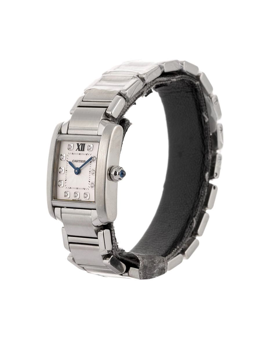 CARTIER TANK FRANCAISE MODELLO PICCOLO IN ACCIAIO CON DIAMANTI REF. 3217