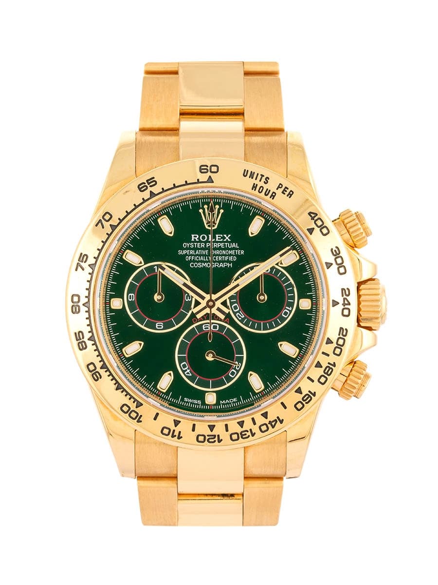 ROLEX DAYTONA QUADRANTE VERDE 40MM IN ORO GIALLO 18KT REF. 116508