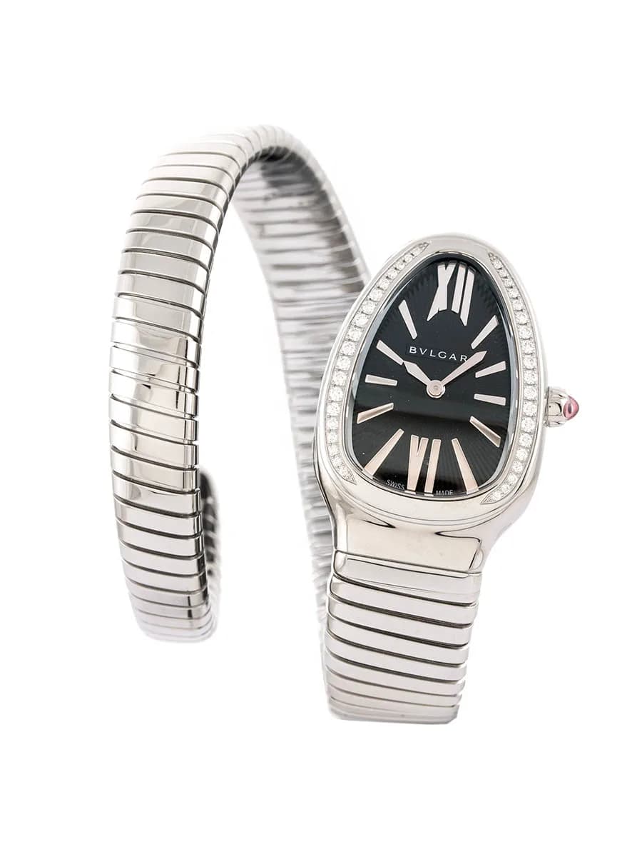 BULGARI SERPENTI TUBOGAS 35MM IN ACCIAIO E DIAMANTI REF. 103434