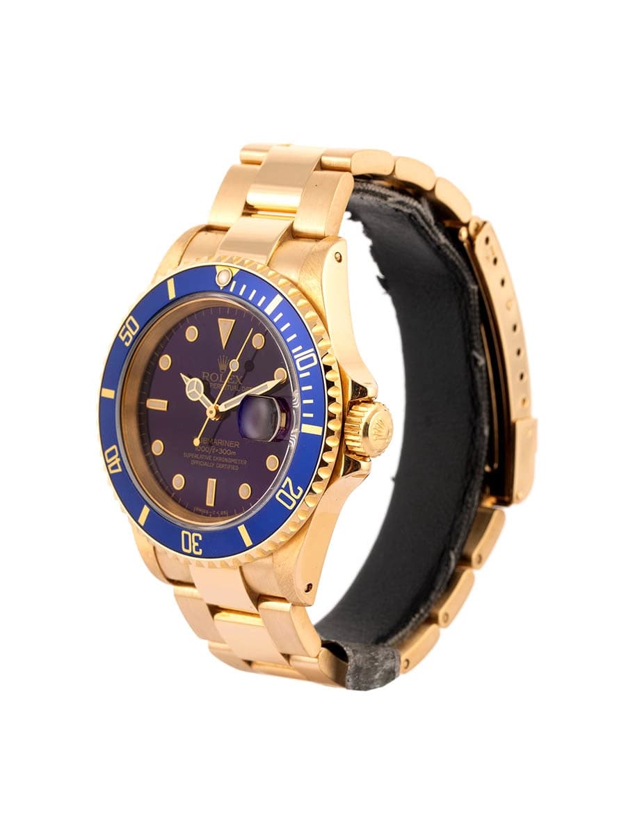 ROLEX SUBMARINER DATE CON SERVICE BLUE DIAL 40MM IN ORO GIALLO 18KT REF. 16618