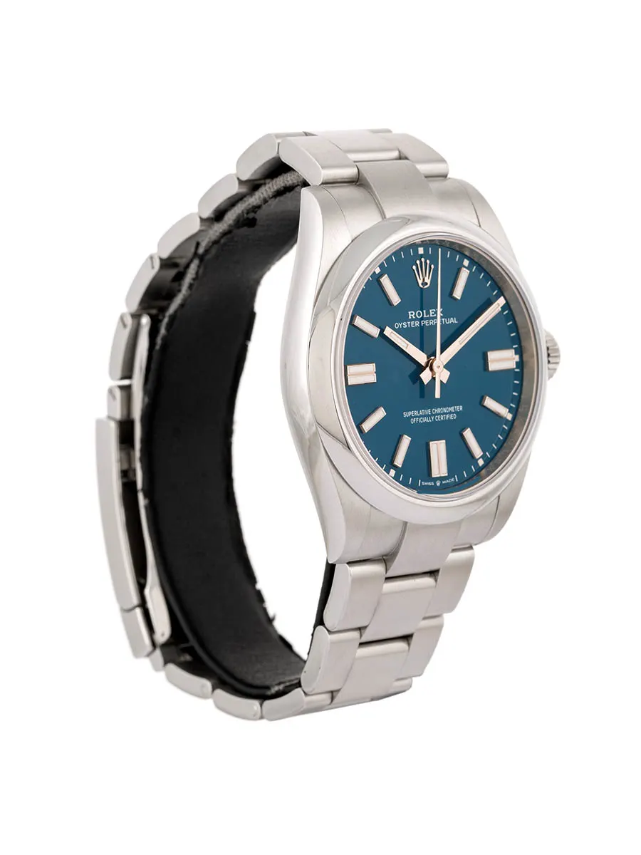 ROLEX OYSTER PERPETUAL MED BLUE DIAL 41MM IN ACCIAIO REF. 134300