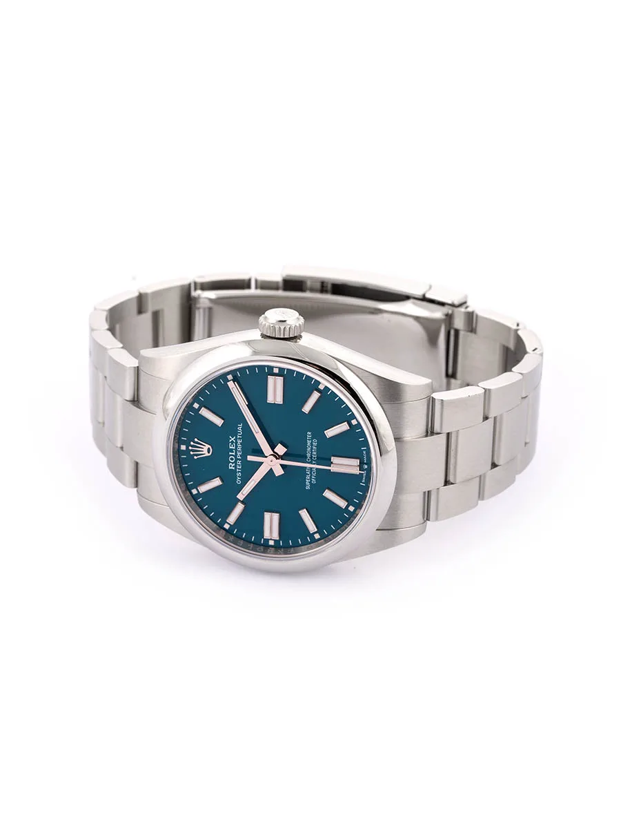 ROLEX OYSTER PERPETUAL MED BLUE DIAL 41MM IN ACCIAIO REF. 134300