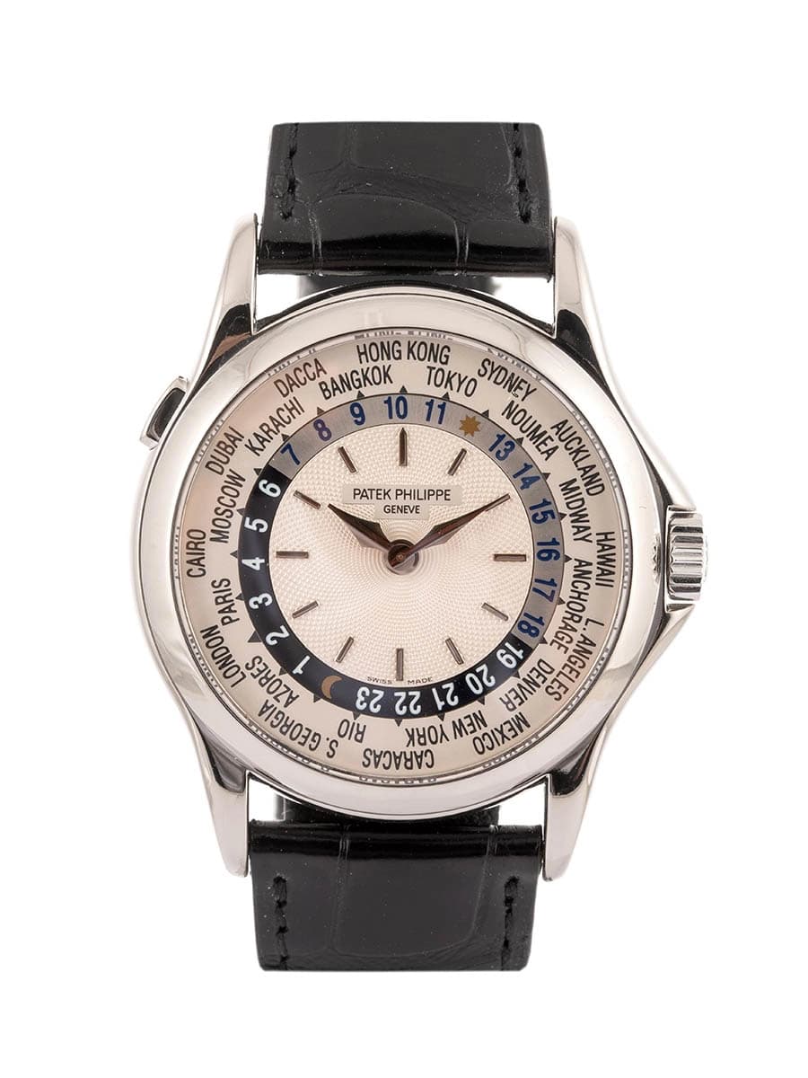 PATEK PHILIPPE WORLD TIME ORE DEL MONDO 37MM IN ORO BIANCO 18KT REF. 5110G-001