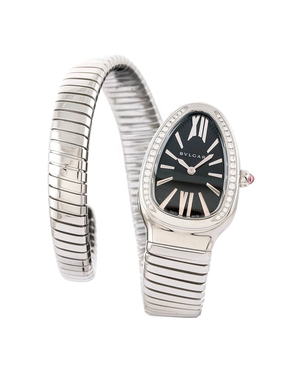 BULGARI SERPENTI TUBOGAS 35MM IN ACCIAIO E DIAMANTI REF. 103434