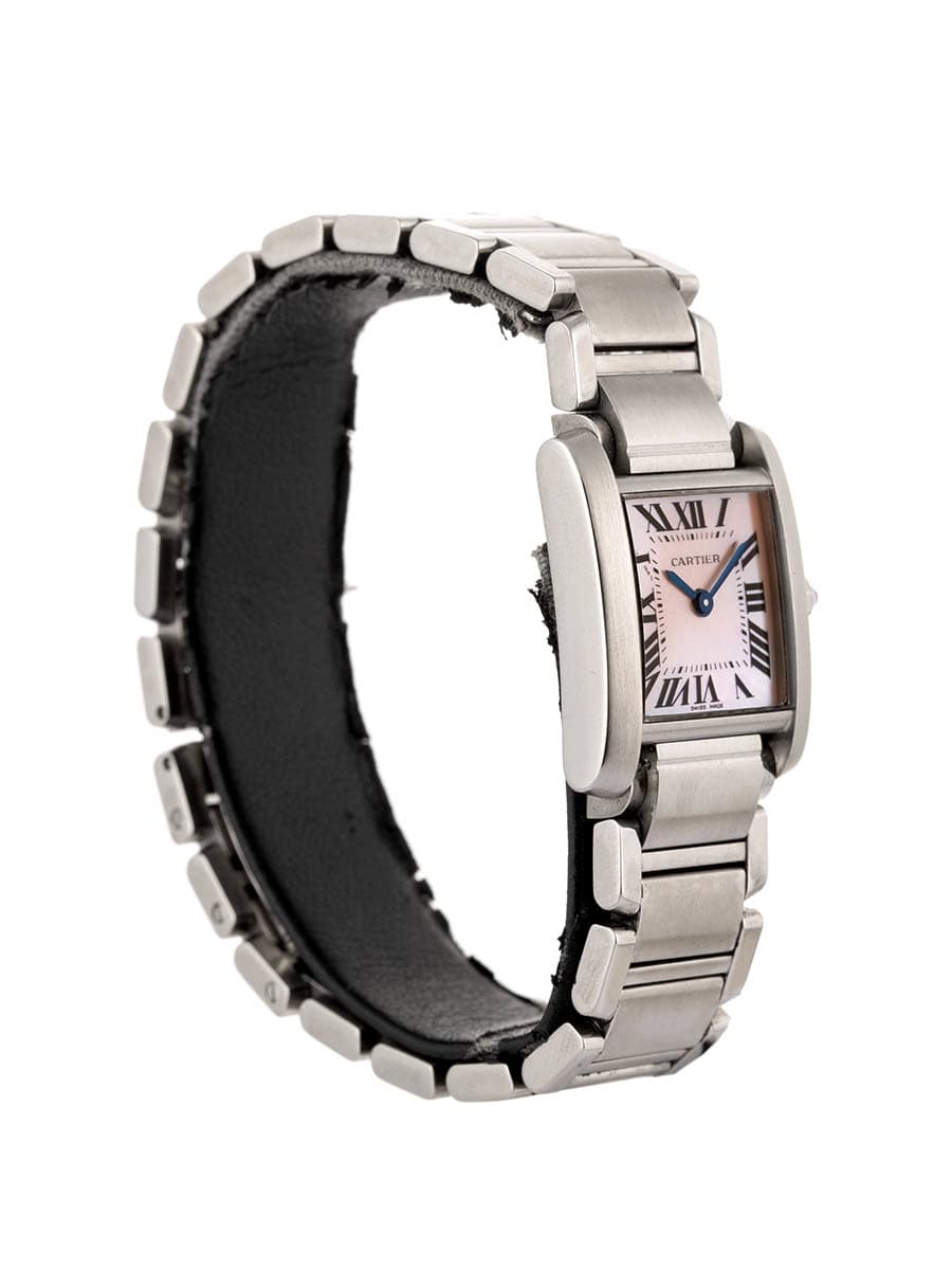CARTIER TANK FRANCAISE IN ACCIAIO MOP MOTHER OF PEARL PINK REF. W51028Q3