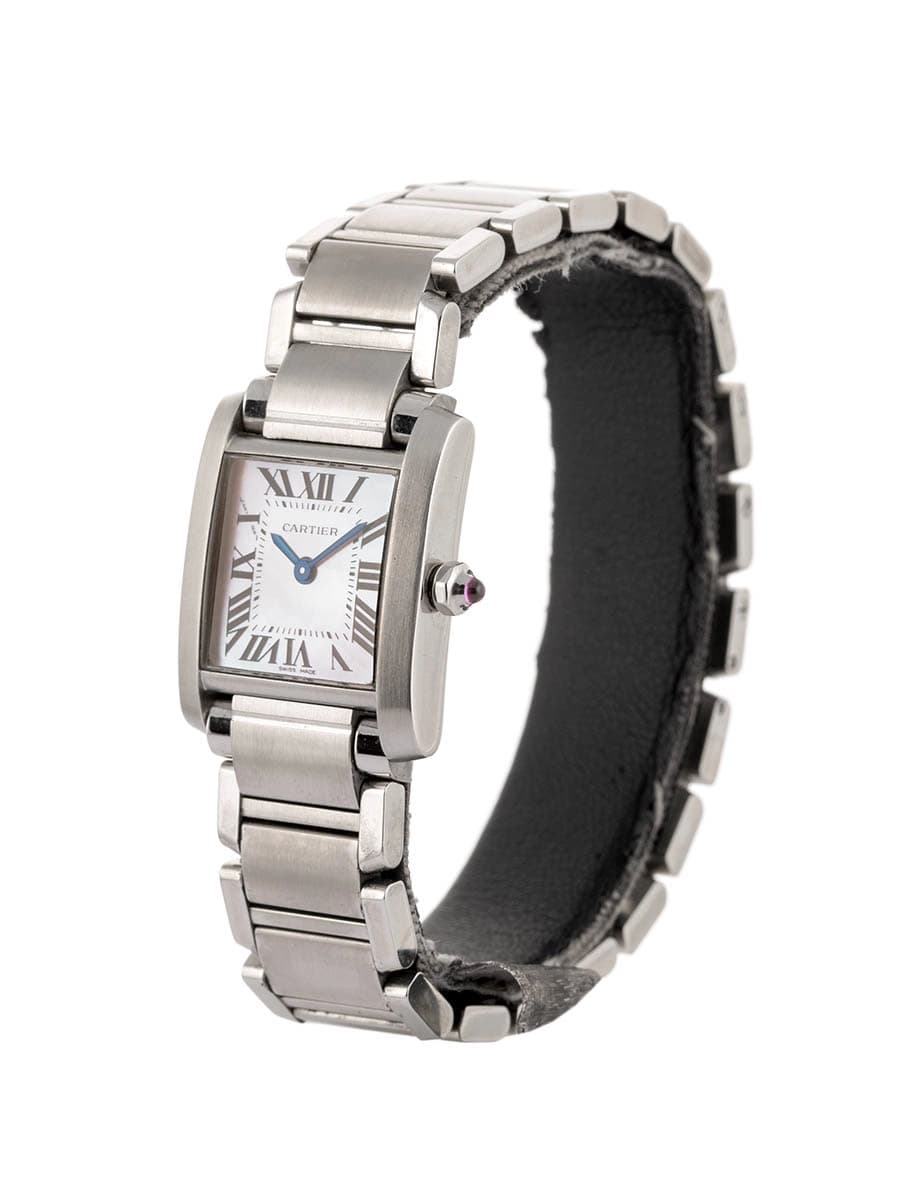 CARTIER TANK FRANCAISE IN ACCIAIO MOP MOTHER OF PEARL PINK REF. W51028Q3