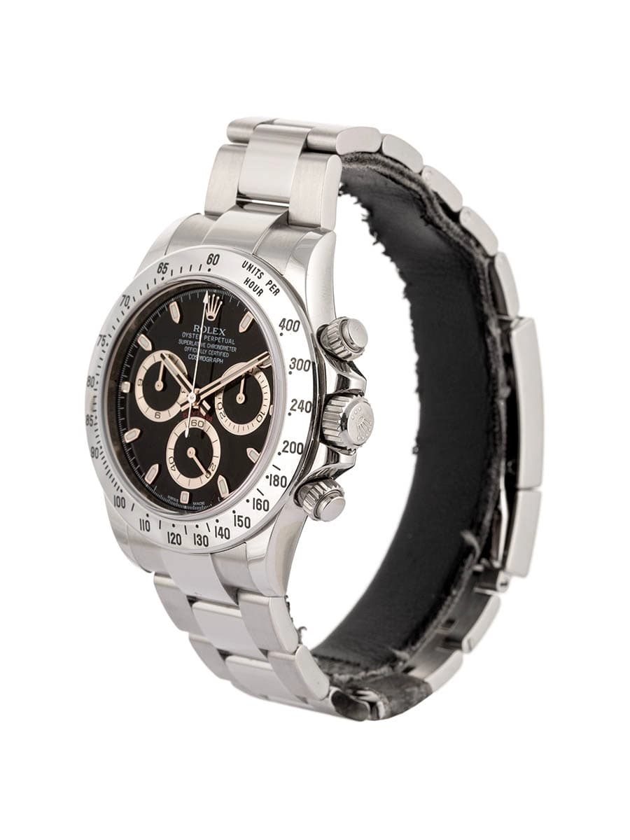 ROLEX DAYTONA 40MM IN ACCIAIO BLACK DIAL CHROMALIGHT BLUE REF. 116520