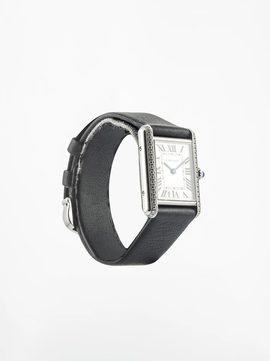 CARTIER TANK MUST MODELLO PICCOLO IN ACCIAIO E DIAMANTI REF. W4TA0016