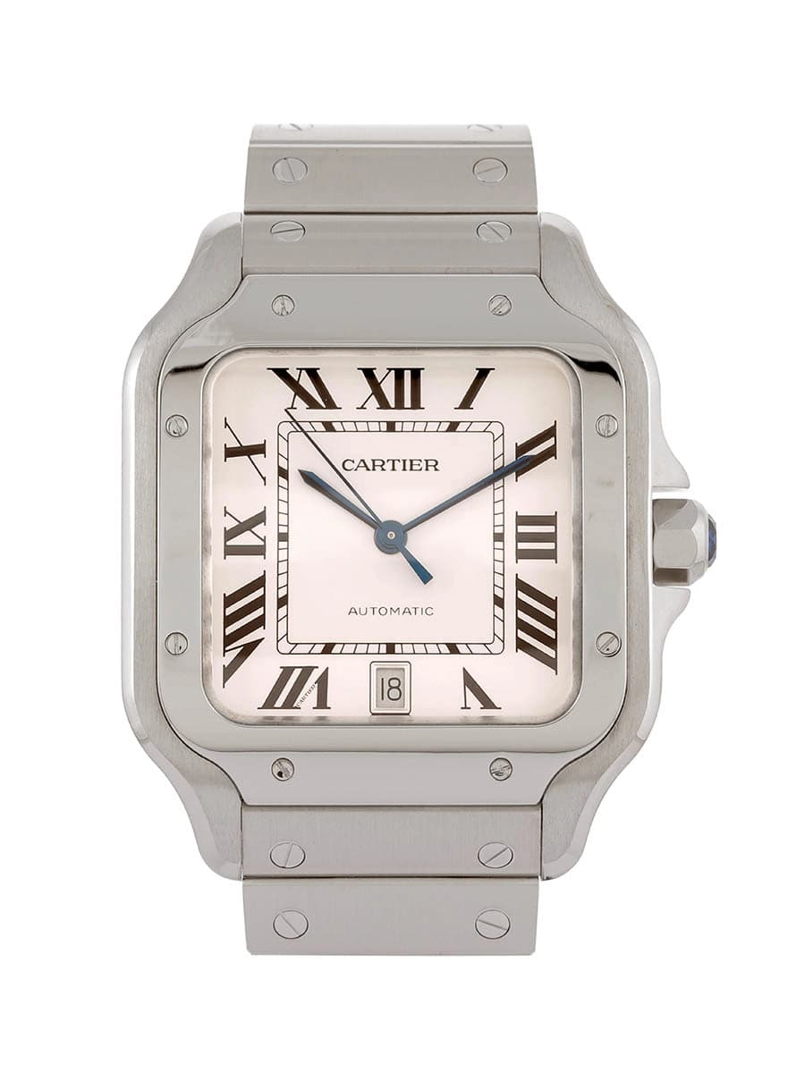 CARTIER SANTOS DE CARTIER MODELLO GRANDE ARGENTATO IN ACCIAIO REF. WSSA0018