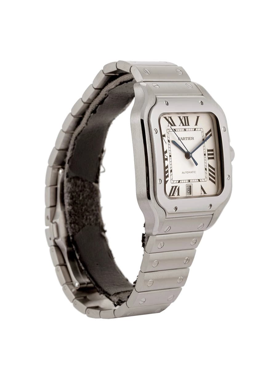 CARTIER SANTOS DE CARTIER MODELLO GRANDE ARGENTATO IN ACCIAIO REF. WSSA0018