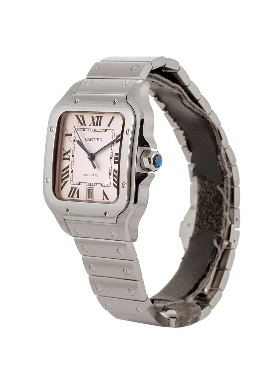 CARTIER SANTOS DE CARTIER MODELLO GRANDE ARGENTATO IN ACCIAIO REF. WSSA0018