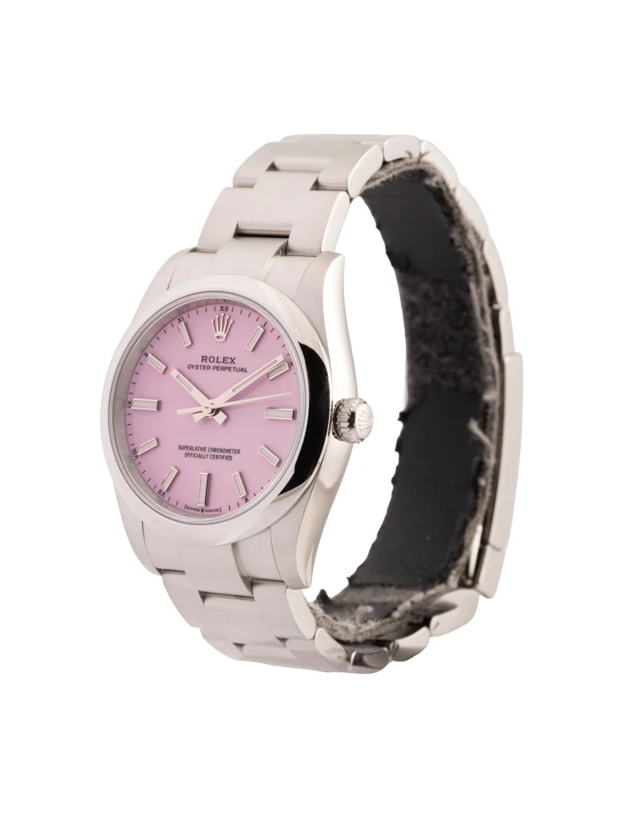 ROLEX OYSTER PERPETUAL ROSA CANDY 34MM IN ACCIAIO REF. 124200