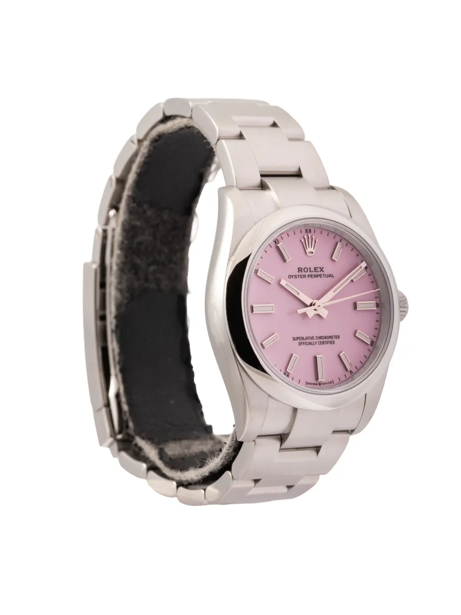 ROLEX OYSTER PERPETUAL ROSA CANDY 34MM IN ACCIAIO REF. 124200