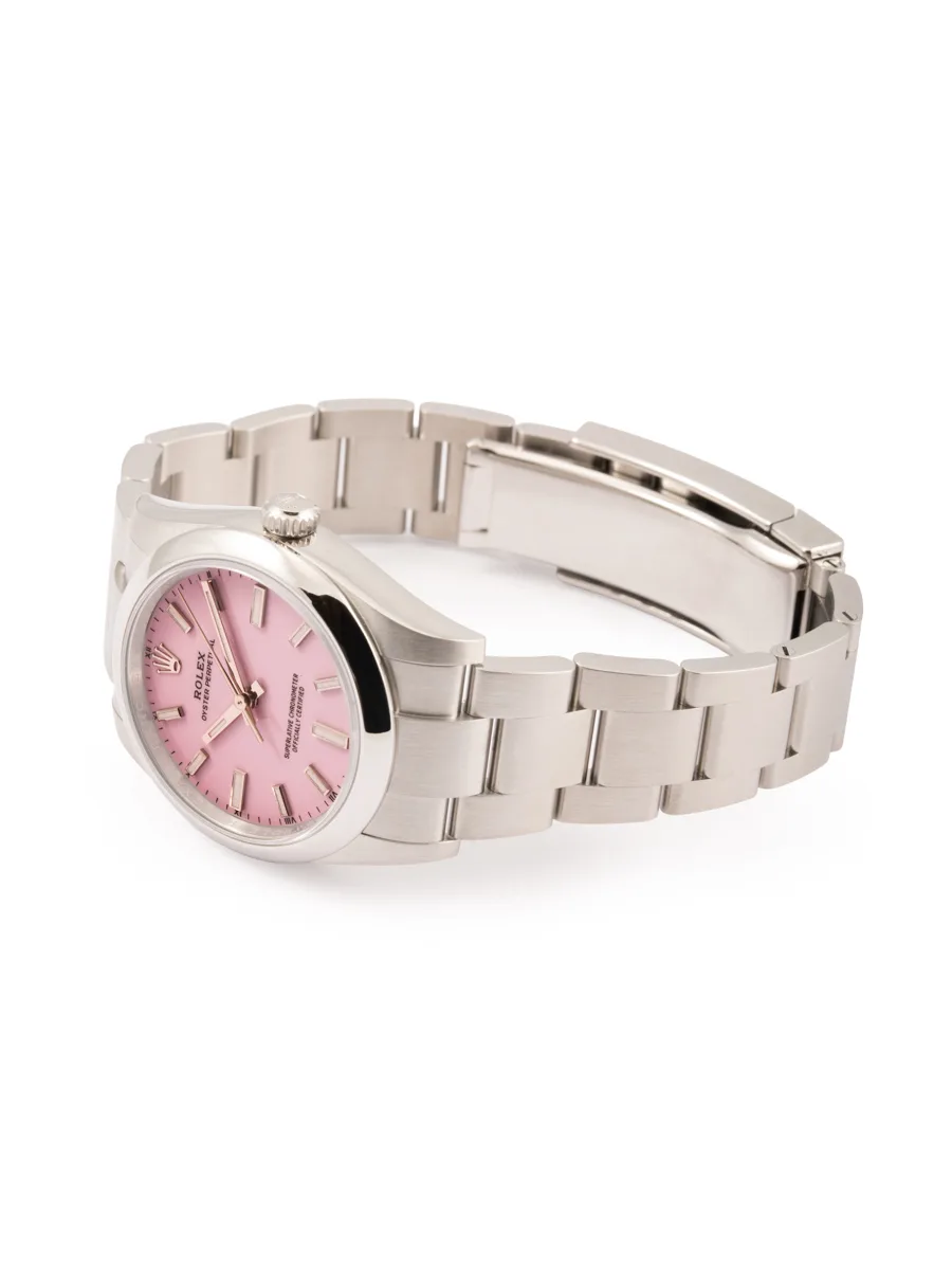 ROLEX OYSTER PERPETUAL ROSA CANDY 34MM IN ACCIAIO REF. 124200
