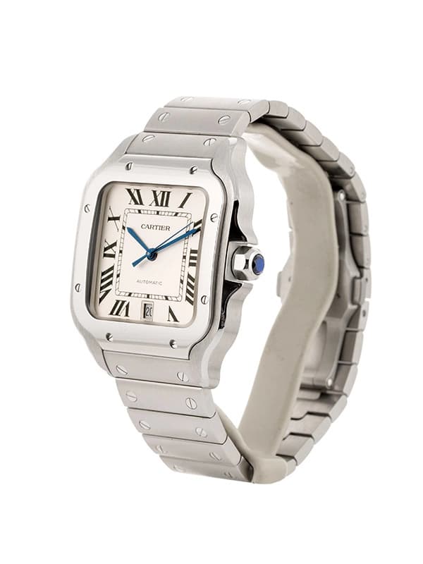 CARTIER SANTOS DE CARTIER MODELLO GRANDE ARGENTATO IN ACCIAIO REF. WSSA0018