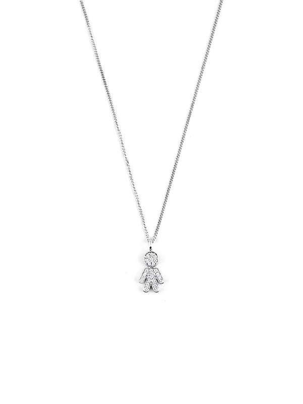 GIROCOLLO EASY BIMBO MICRO 1CM IN ORO BIANCO 18KT CON DIAMANTI BIANCHI
